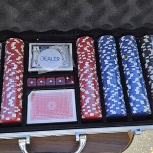 Deluxe Poker Set with Red, Blue, and Black Chips